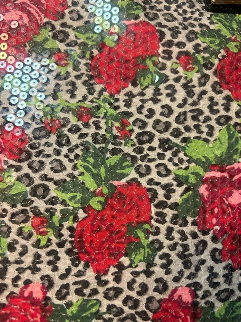 Betsey Johnson Floral Leopard Sequin Red Roses Laptop Case